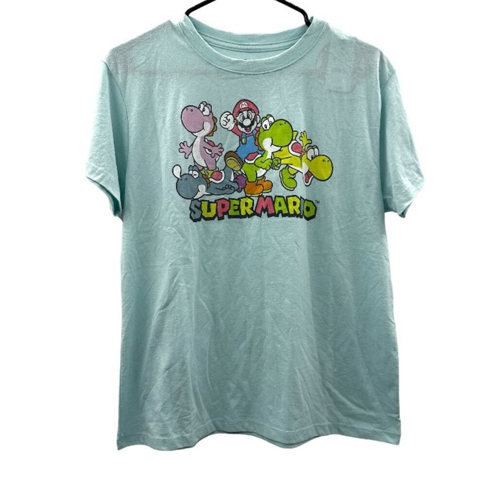 Nintendo Super Mario Yoshi's‎ World Light Blue Short Sleeve Tee Shirt Size M